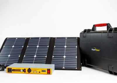 Solar power panels, battery and briefcase