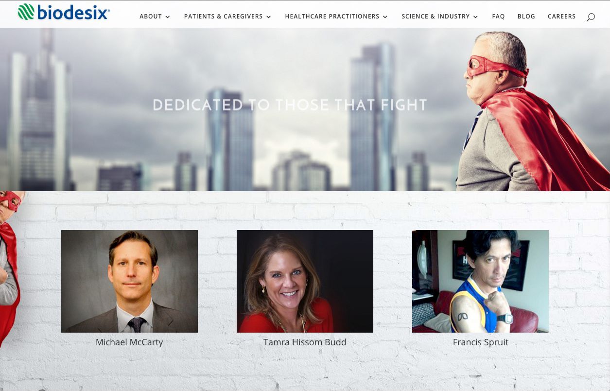 image of Biodesix WordPress Client Website