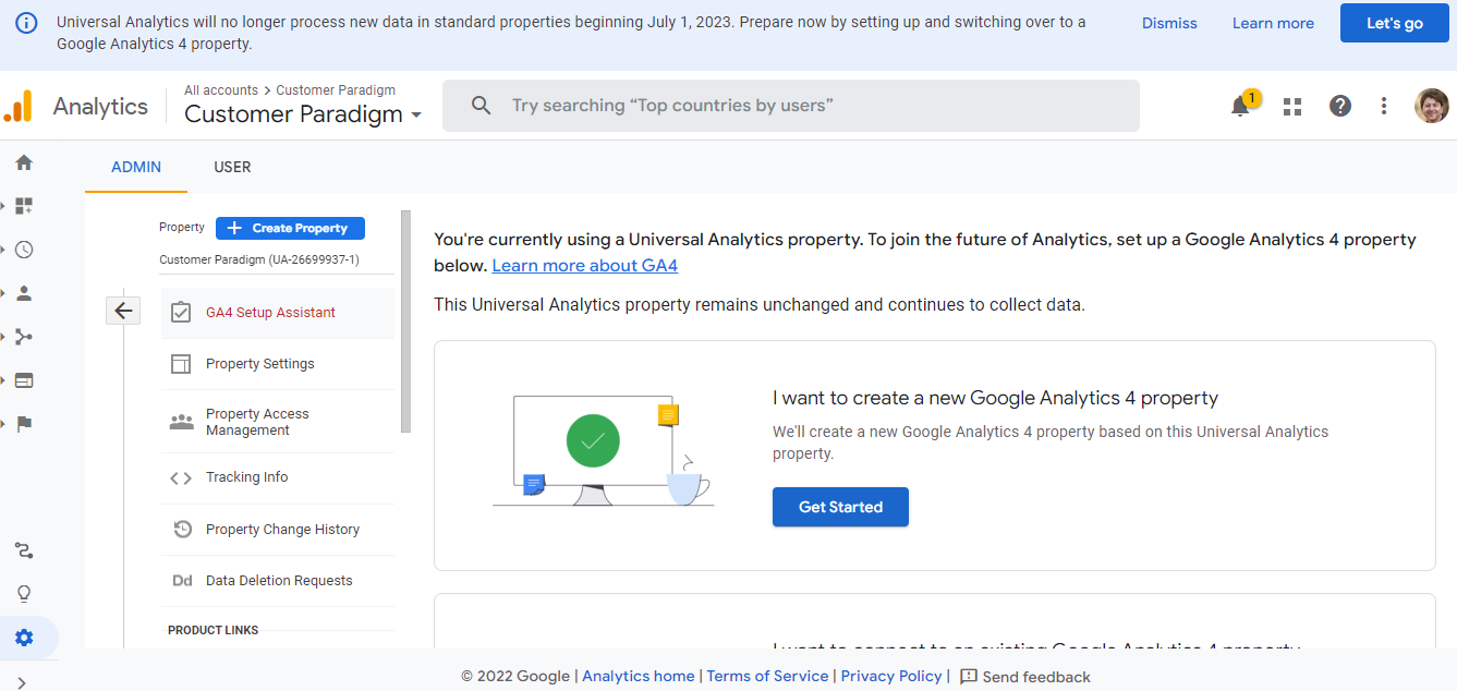 GOOGLE ANALYTICS 4 CREATE PROPERTY