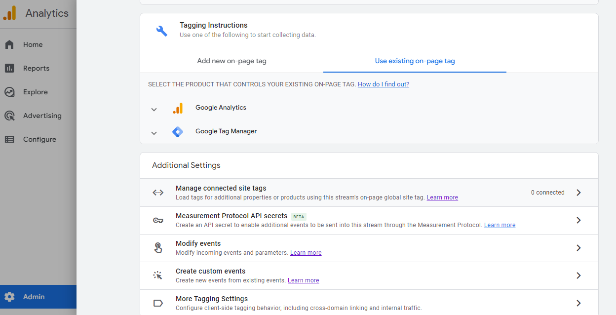 GOOGEL ANALYTICS TAGGING INSTRUCTIONS ON EXISTING ON-PAGE TAG
