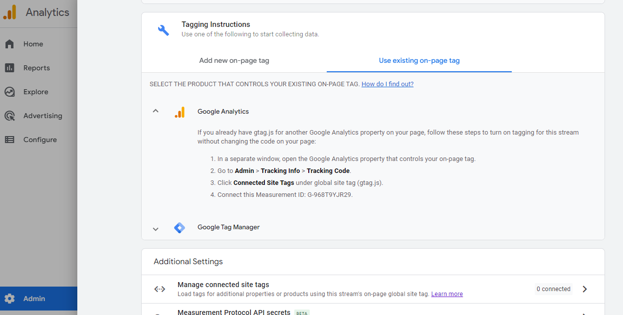 GOOGLE ANALYTICS TAGGING INSTRUCTIONS EXISTING ON-PAGE TAG