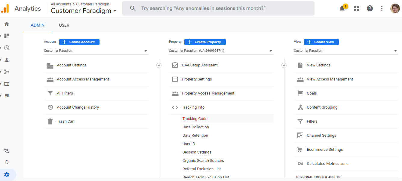 GA4 TRACKING CODE ADMIN VIEW