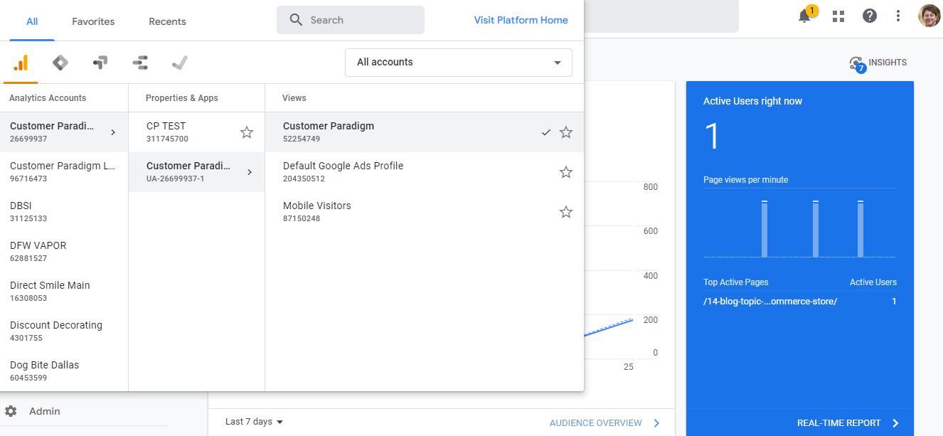 GOOGLE ANALYTICS ACCOUNTS TO VIEWS