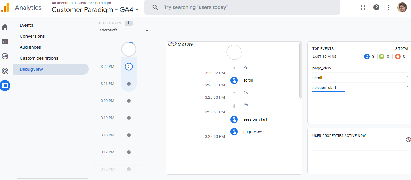 GA4 DEBUG VIEW 