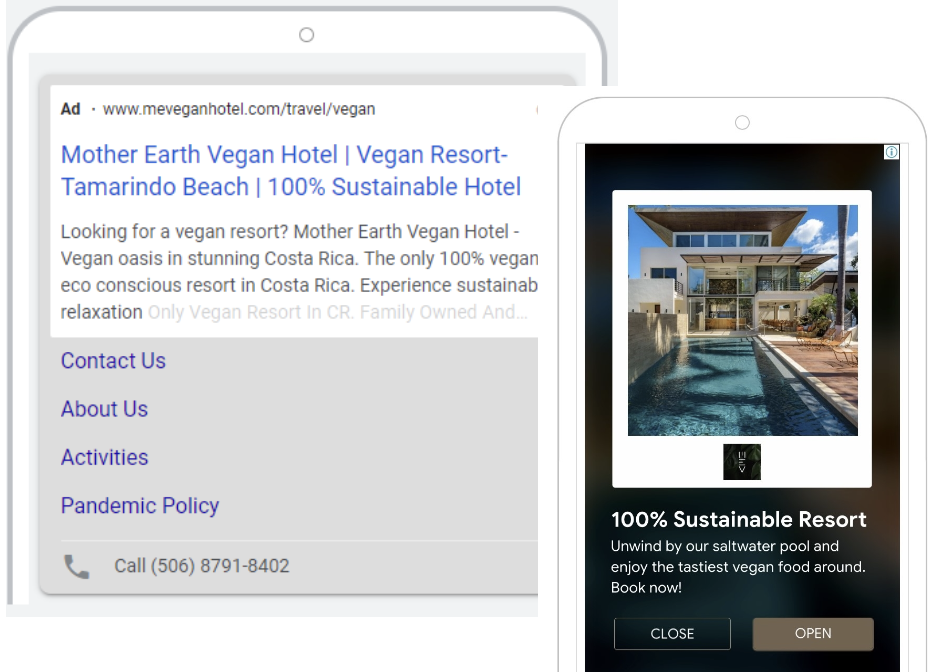 Mother Earth Vegan Hotel Googles Ads Preview