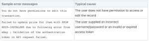 Example of Connection Errors
