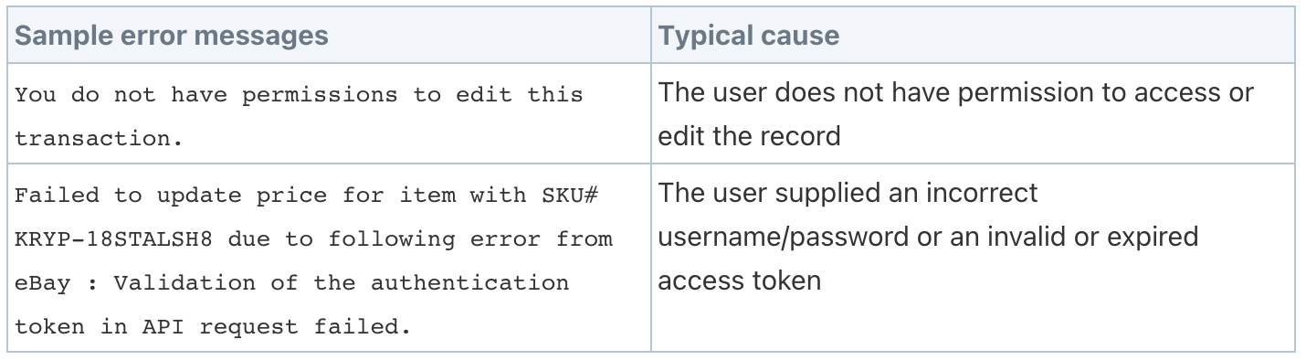 Celigo Connection Error Messages