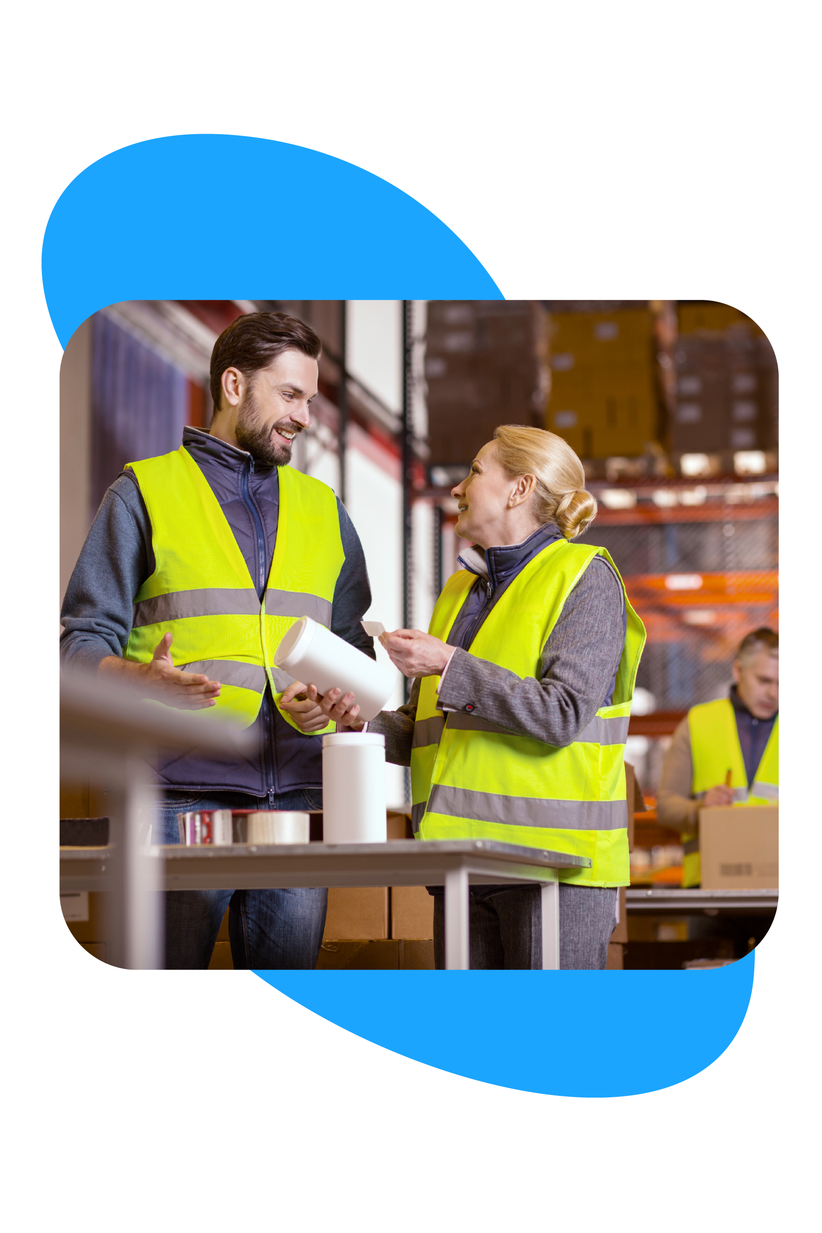 Warehouse Team Placing Shipping Labels on Product